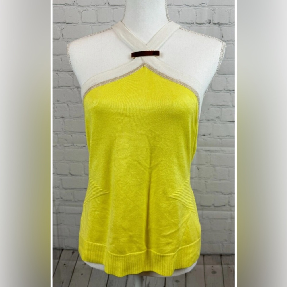 Cache Yellow and White Blouse